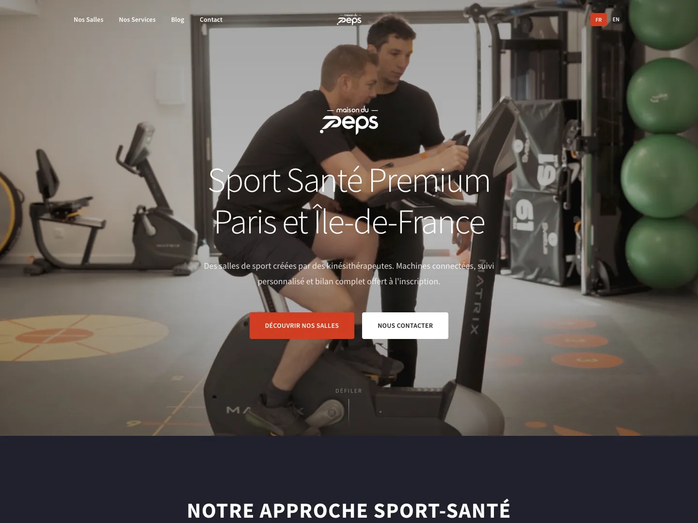 Capture du site Maison du Peps — Sport Santé Premium à Paris